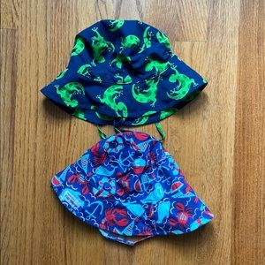 Boys beach sun hats. Lizard and nautical. 9-18M